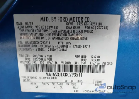 2019 Ford Ecosport Ses z USA, uszkodzony, nr VIN MAJ6S3JLXKC293511